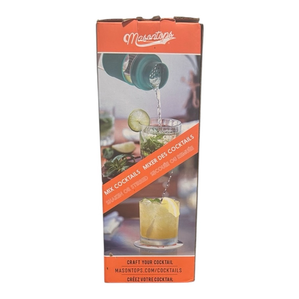 NWT | Mason Jar Cocktail Mixer Set | Teal | 16oz